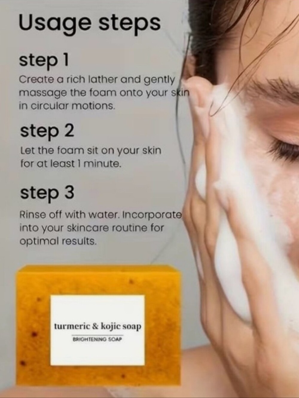 Turmeric & Kojic Acid Face & Body Soap - Bright Yellow - Picture 4 of 4